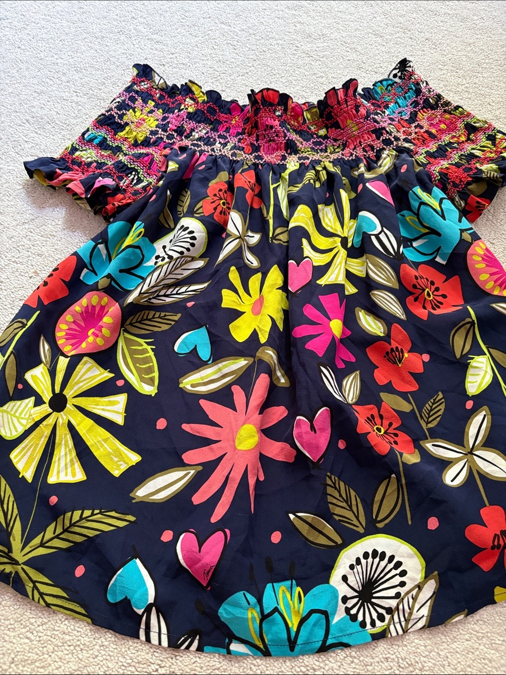Trina Turk Relax Floral Off Shoulder Silk Top S